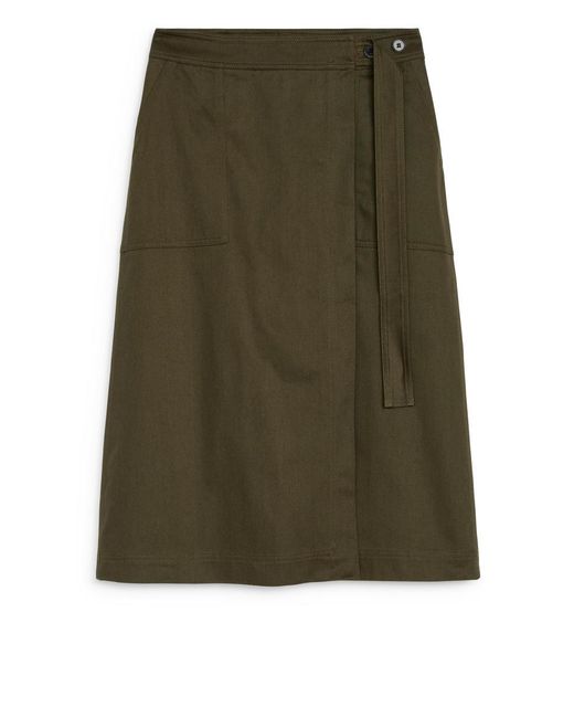 ARKET Green Cotton Wrap Skirt