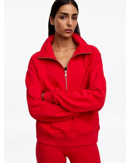 ARKET Red Half-Zip Terry Sweatshirt