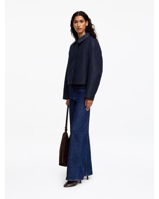 ARKET Blue Lustrous Cotton-Blend Overshirt