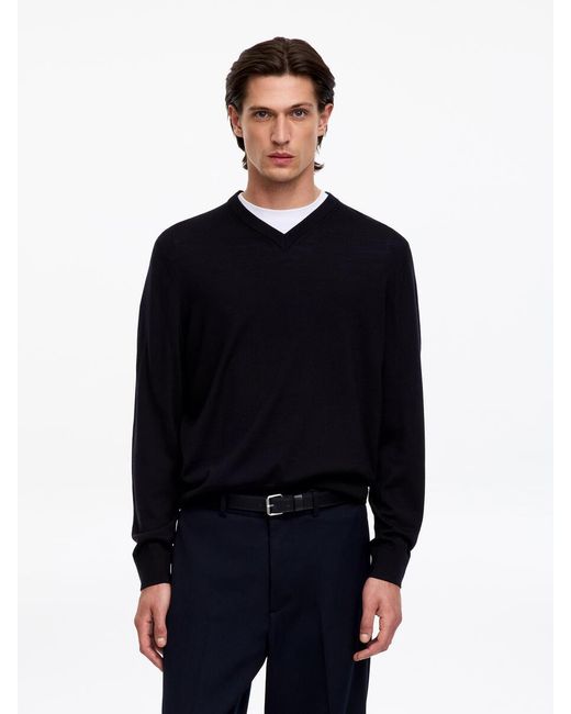 ARKET Blue Merino V-Neck Jumper for men