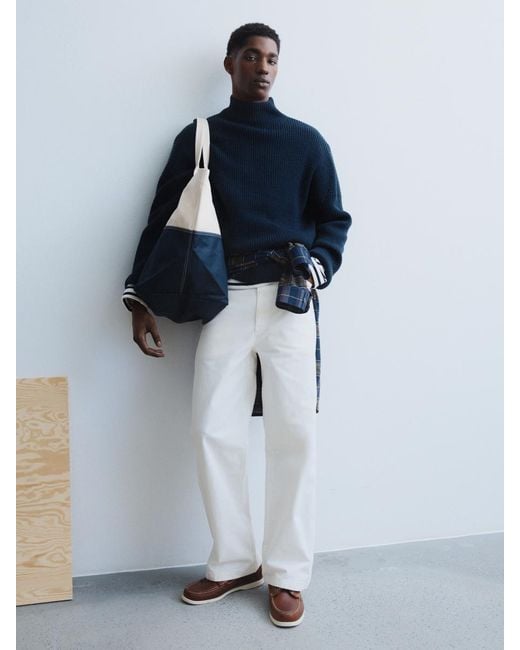 ARKET Black Wool Cotton Funnel-Neck Jumper for men