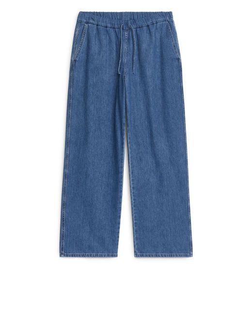 ARKET Blue Drawstring Denim Trousers