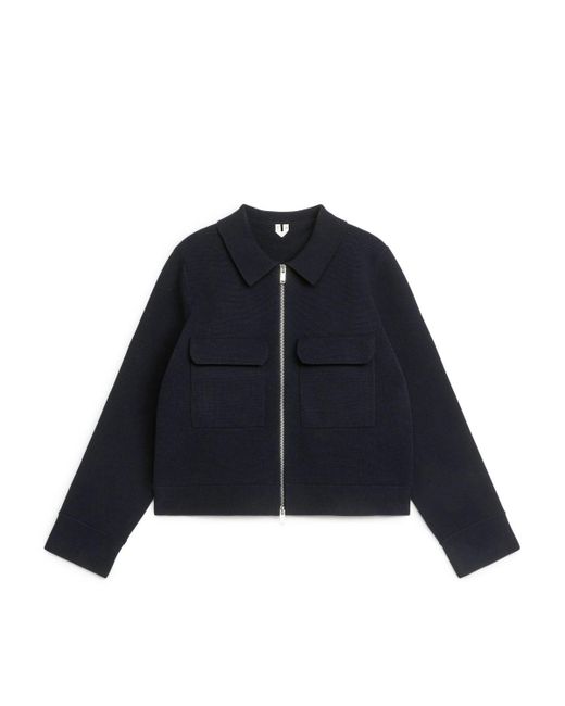 ARKET Blue Knitted Cotton Jacket