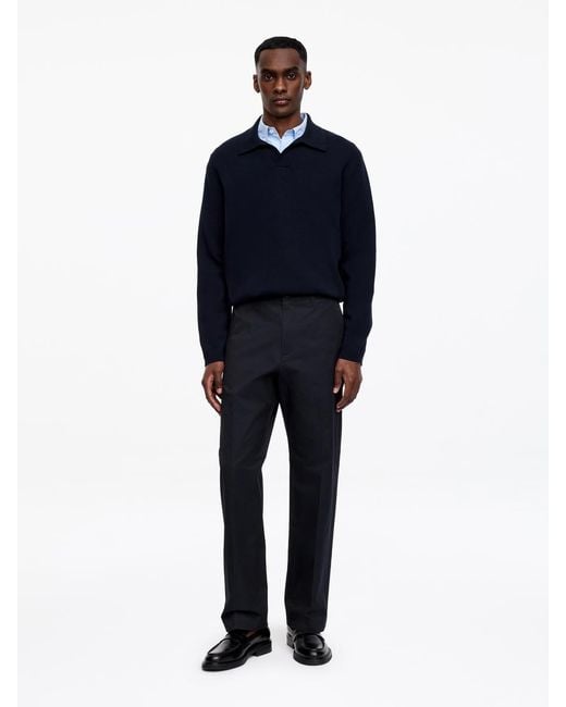 ARKET Blue Relaxed Cotton Twill Trousers for men