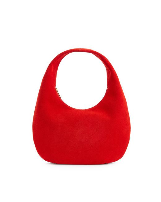 ARKET Red Rounded Suede Bag