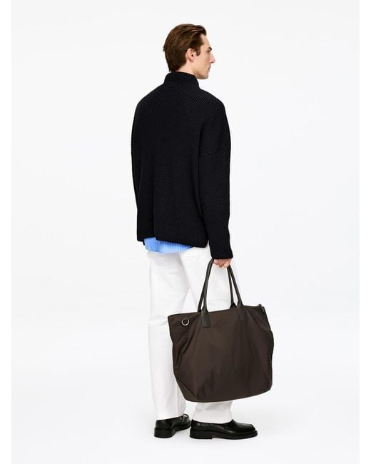 ARKET Black Wool Cotton Funnel-Neck Jumper for men