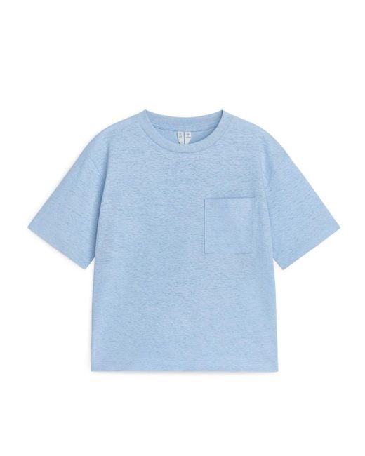 ARKET Blue Loose Fit Linen Blend T-shirt