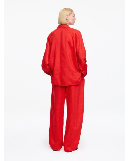 ARKET Red Relaxed Linen Shirt