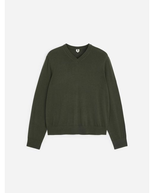ARKET Green Merino V-Neck Jumper for men