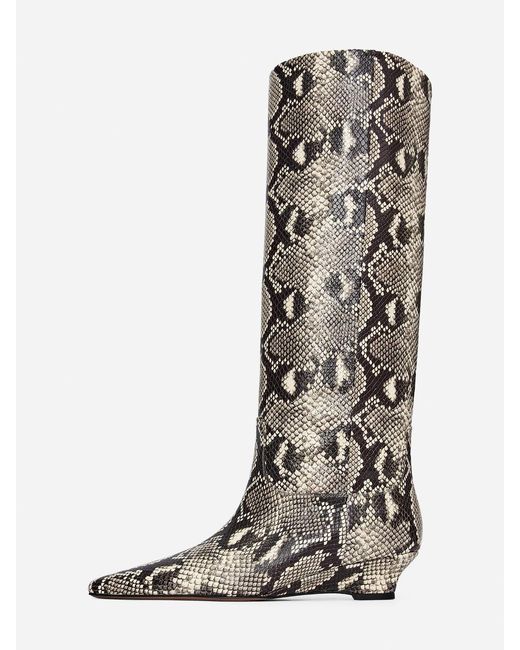 ARKET Black Wedge-Heel Leather Boots
