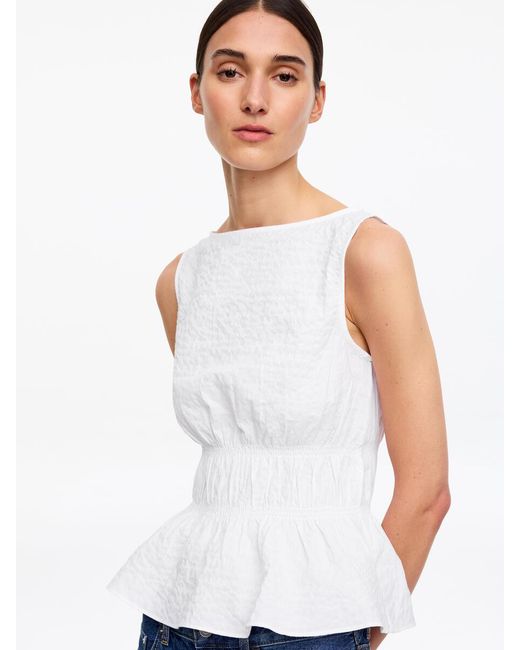 ARKET White Seersucker Smock Top