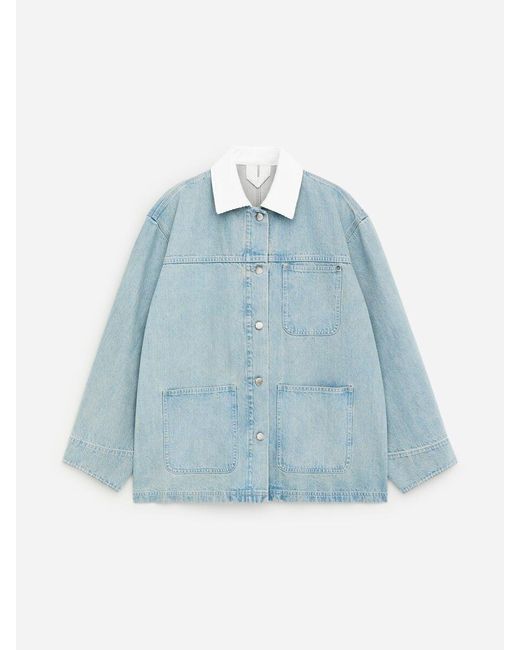 ARKET Blue Corduroy-Collar Denim Jacket