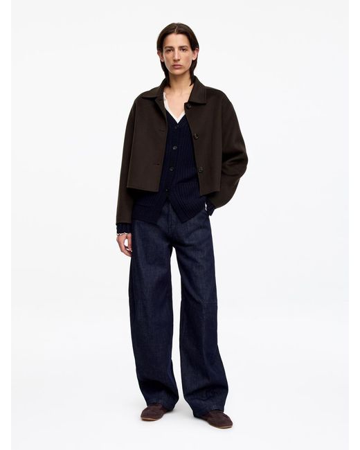 ARKET Black Doublé Wool-Blend Overshirt