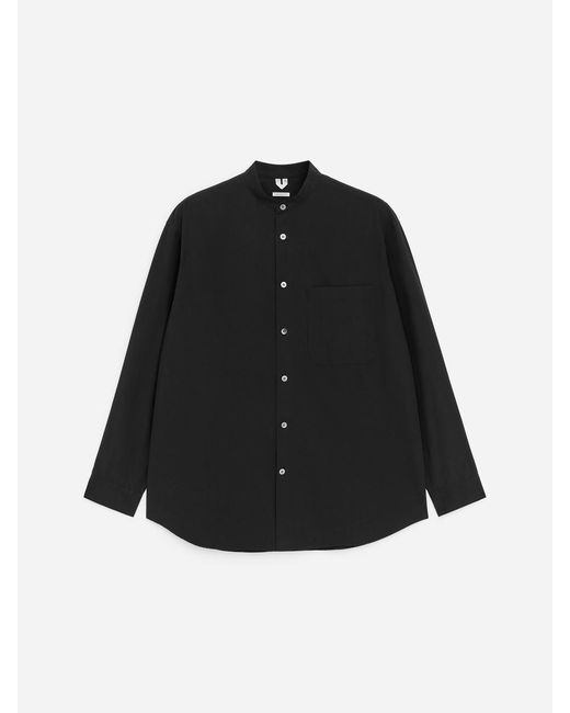 ARKET Black Band-Collar Poplin Shirt for men