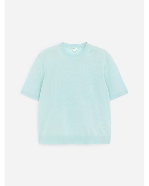 ARKET Blue Knitted Merino Wool T-Shirt