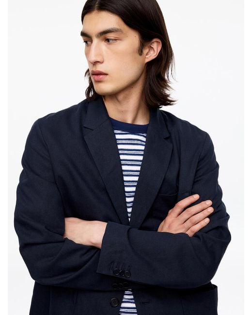 ARKET Blue Linen Blend Blazer for men