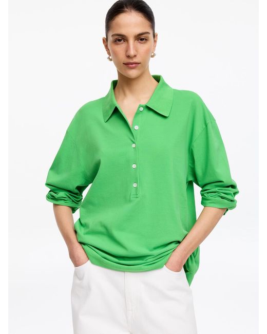 ARKET Green Pique Polo Shirt