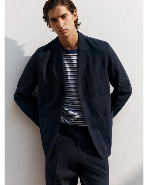 ARKET Blue Linen Blend Blazer for men