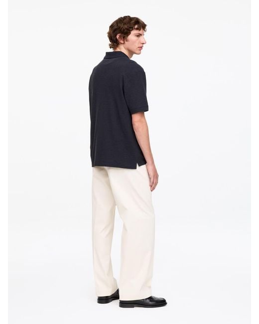 ARKET Blue Cotton Linen Polo Shirt for men