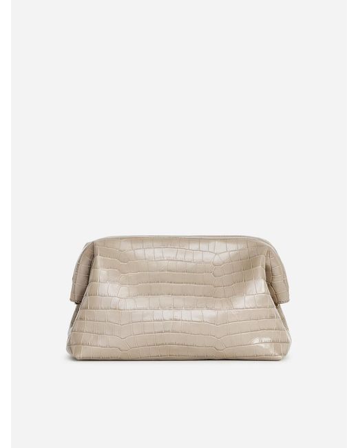 ARKET Natural Croco-Embossed Leather Clutch
