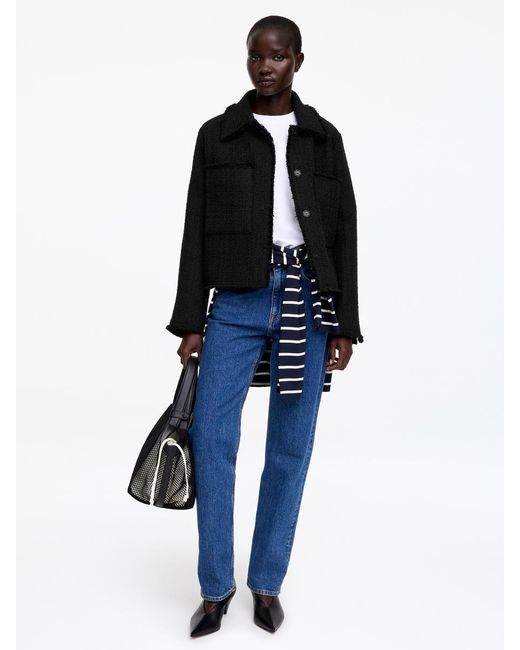 ARKET Black Wool-Blend Bouclé Jacket
