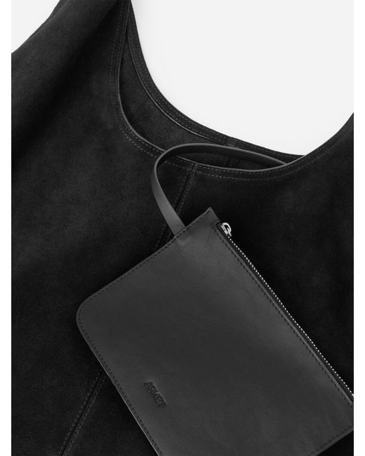 ARKET Gray Slouchy Split Suede Bag