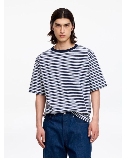 ARKET Blue Relaxed Bouclé T-Shirt for men
