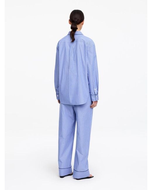 ARKET Blue Contrast-Piping Cotton Shirt