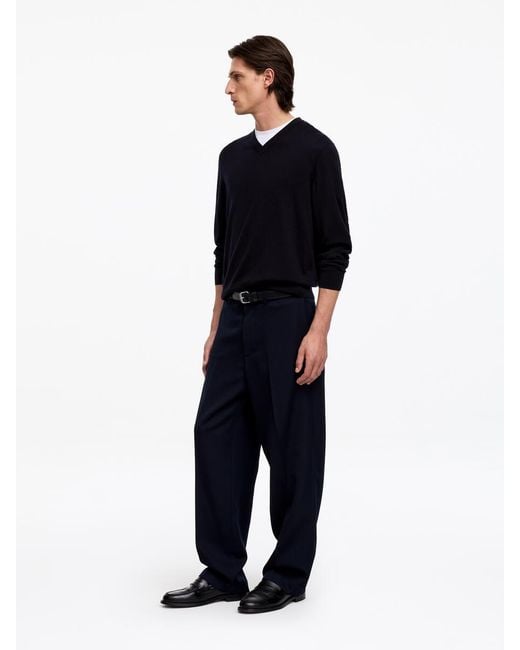 ARKET Blue Merino V-Neck Jumper for men