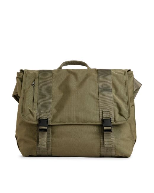 ARKET Green Ripstop Messenger Bag for men