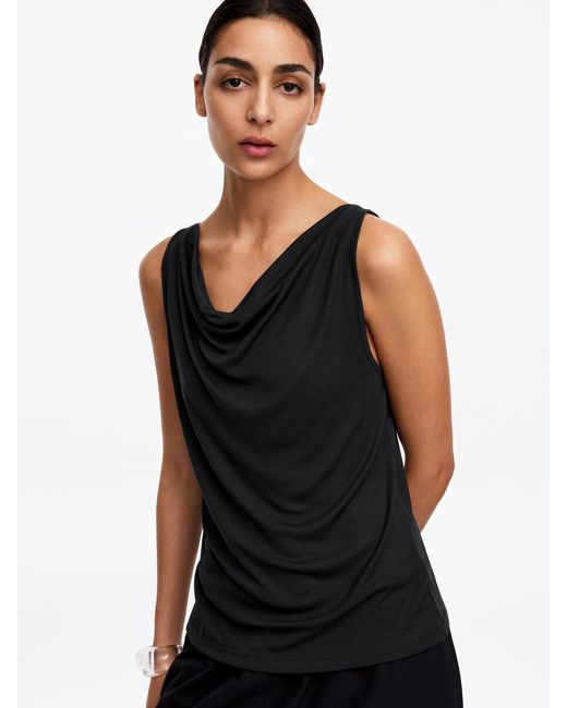ARKET Black Draped Tank Top