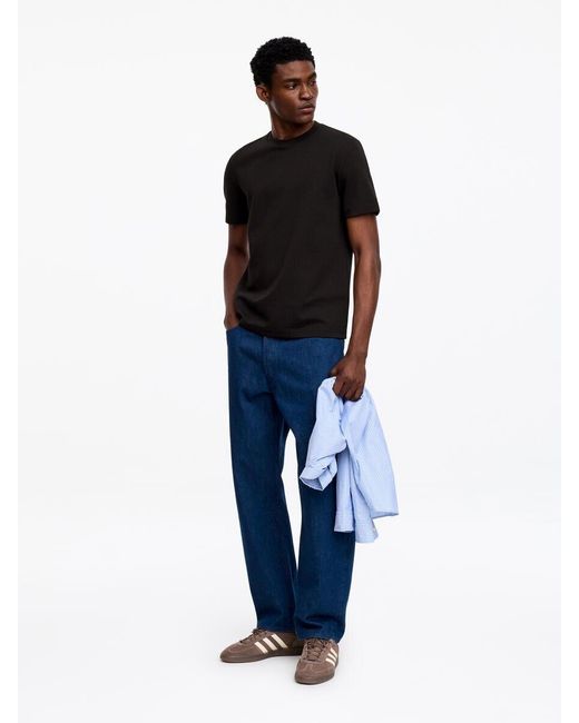 ARKET Black Interlock Regular T-Shirt for men
