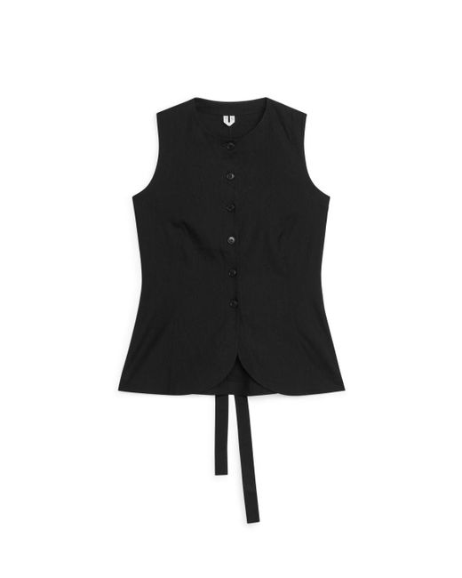 ARKET Black Linen-blend Waistcoat