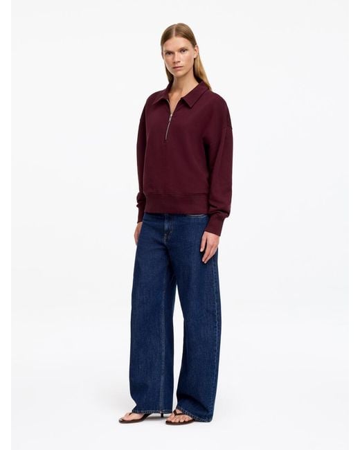 ARKET Red Half-Zip Polo Sweatshirt
