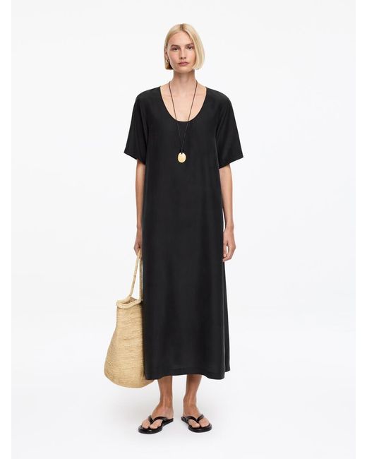 ARKET Black Washed Silk Dress