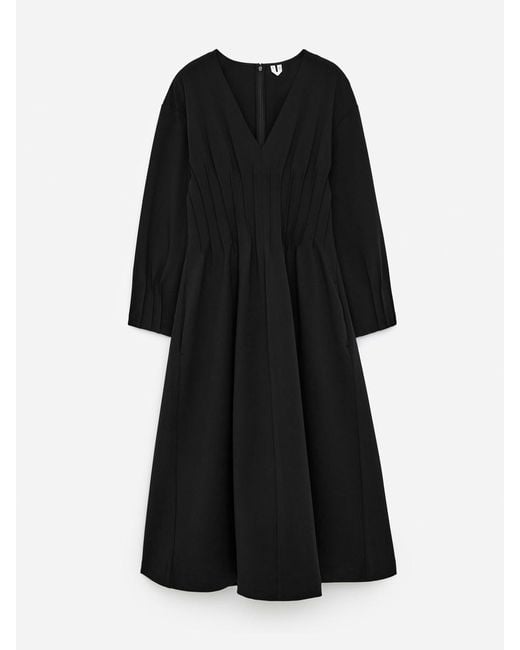 ARKET Black V-Neck Pleated Dress