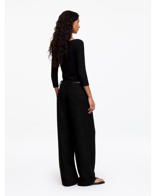 ARKET Black Bouclé Wool Blend Trousers