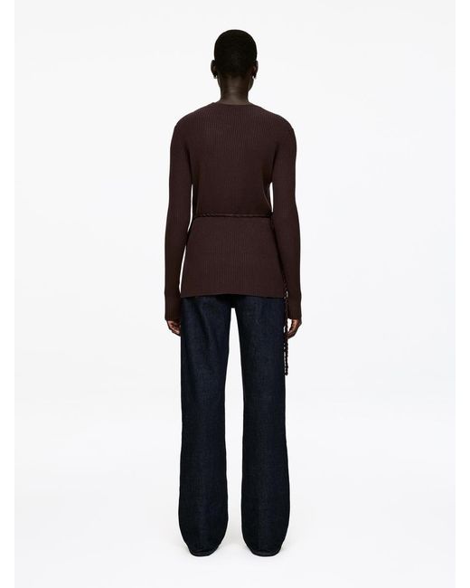 ARKET Purple Ribbed Wrap Top