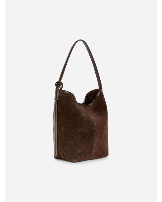 ARKET Blue Split Suede Bucket Tote