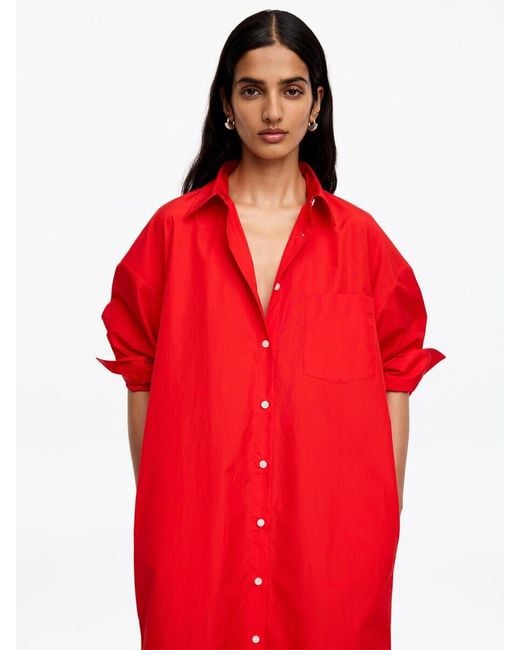 ARKET Red Cotton Shirt Dress
