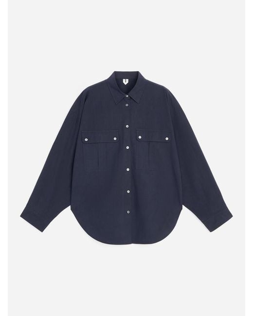 ARKET Blue Utility Cotton Shirt