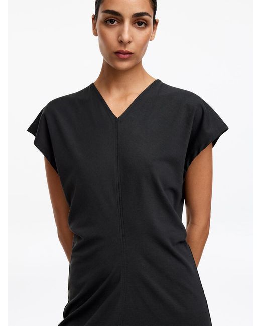 ARKET Black Draped Midi Dress