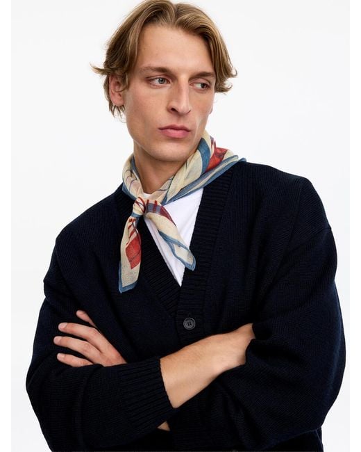 ARKET Blue Checked Wool Scarf for men