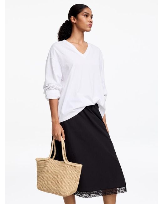 ARKET White Raffia Medium Tote Bag