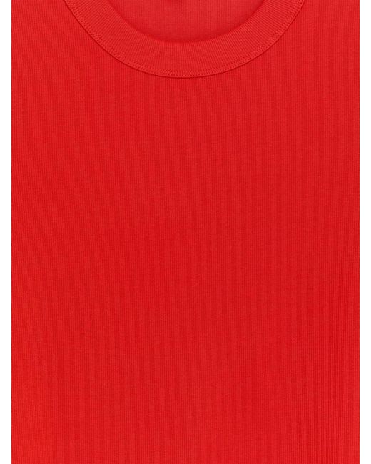 ARKET Red Slim Crop-Sleeve Rib T-Shirt