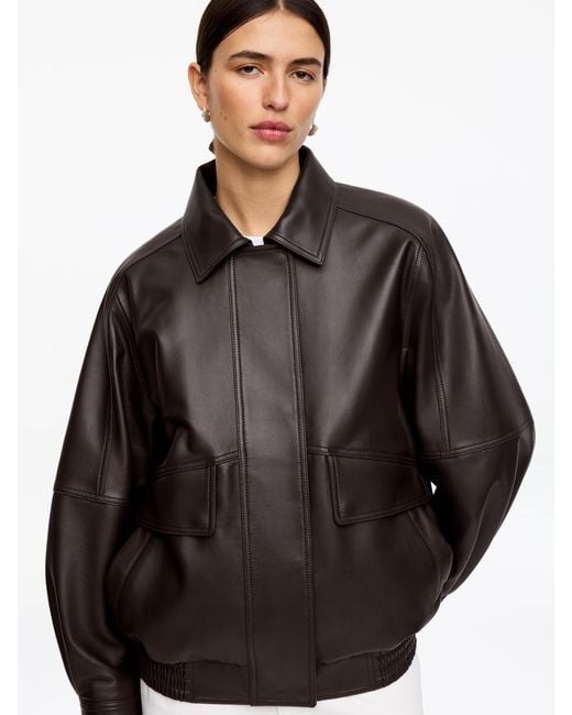 ARKET Brown Relaxed Leather Jacket