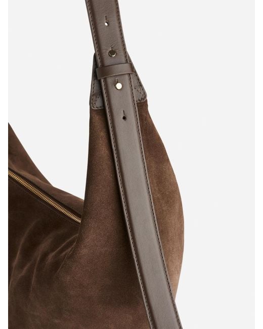 ARKET White Veloursledertasche