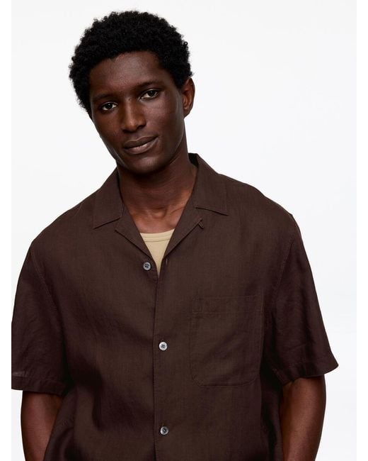 ARKET Brown Relaxed Linen Resort Shirt for men