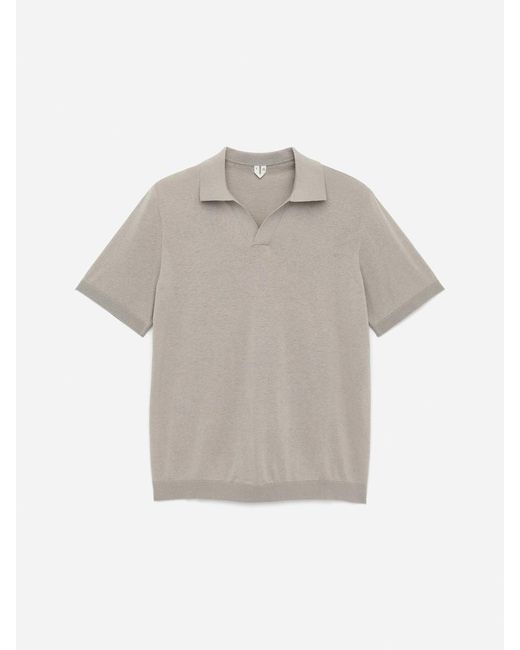ARKET Gray Cotton Linen Polo Shirt for men