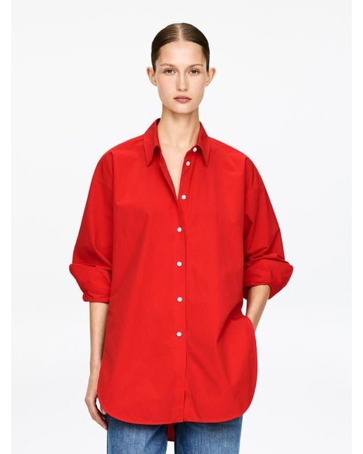 ARKET Red Curved Slit Shirt